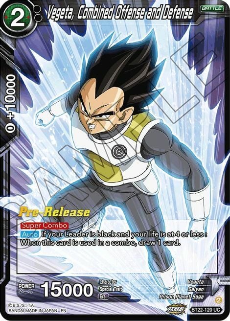 Vegeta, Combined Offense and Defense Card Front