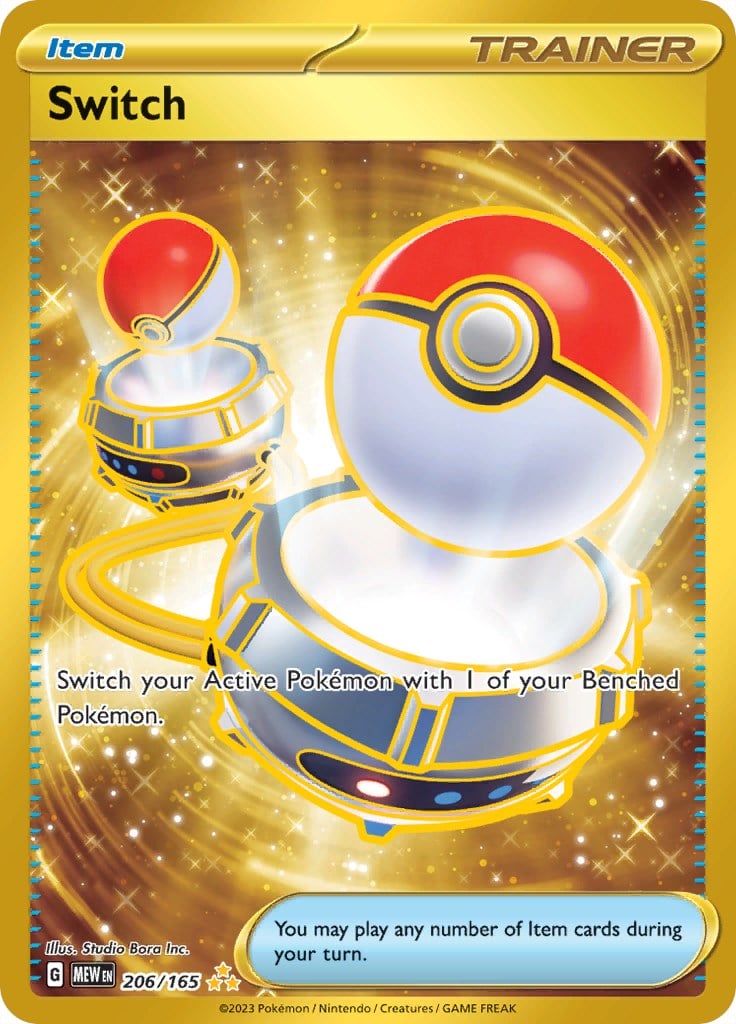 pokemon 151 gold switch card Switch 206/165 Scarlet & Violet 151 Full Art Gold Secret Rare Pokemon NM