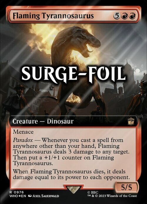 Flaming Tyrannosaurus Card Front