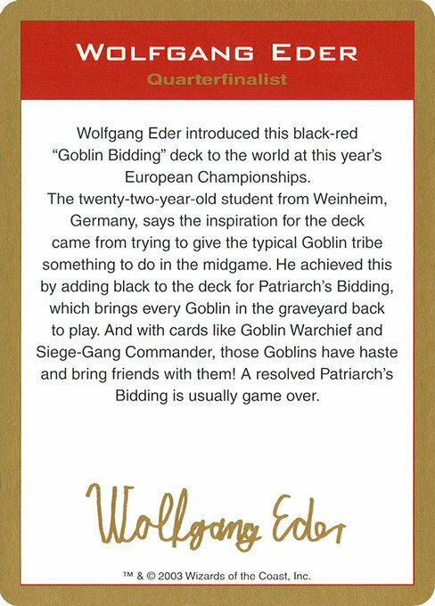 Wolfgang Eder Bio Card Front