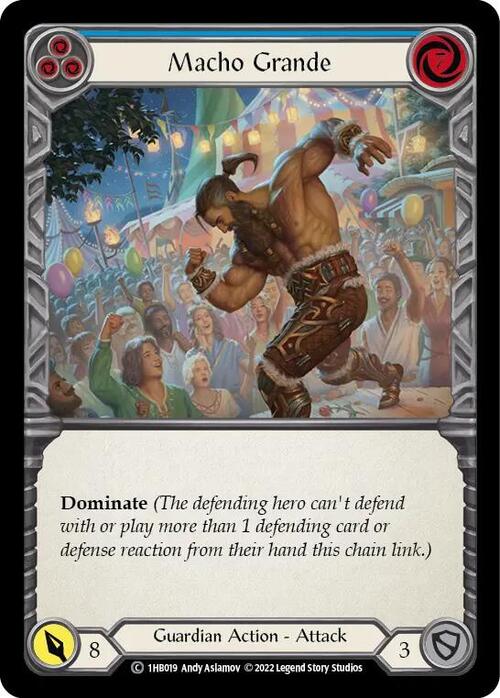 Macho Grande - Blue Card Front