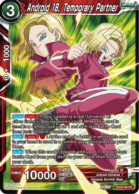 Android 18, Temporary Partner Card Front