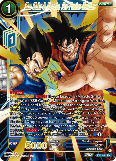 Son Goku & Vegeta, Pre-Fusion Warriors Card Front