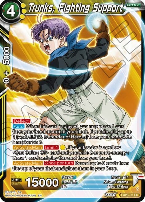 Trunks, Fighting Support Card Front