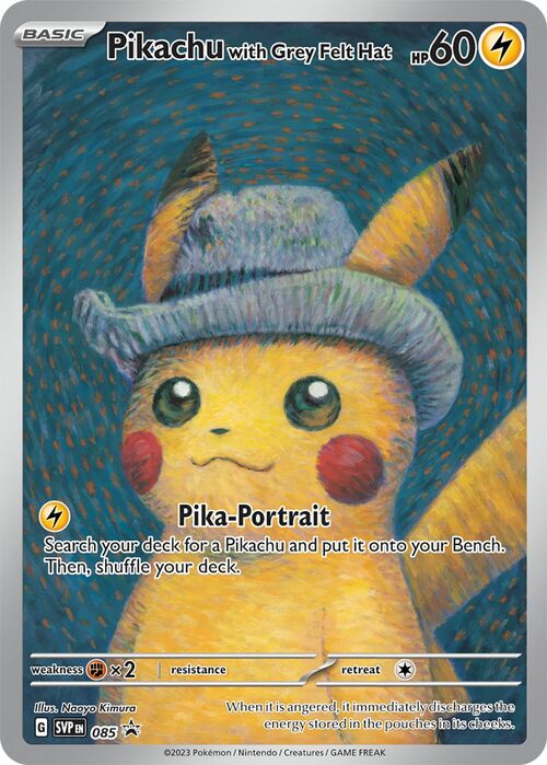 Pikachu with Grey Felt Hat Card Front