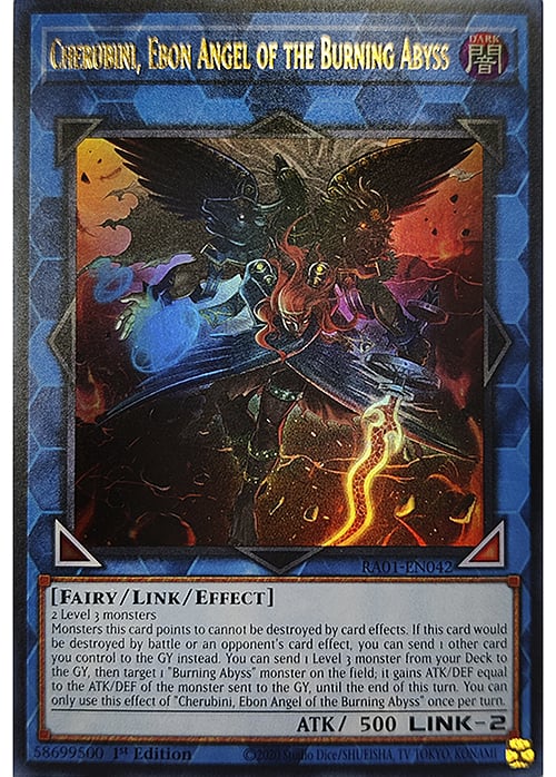 Cherubini, Ebon Angel of the Burning Abyss Card Front