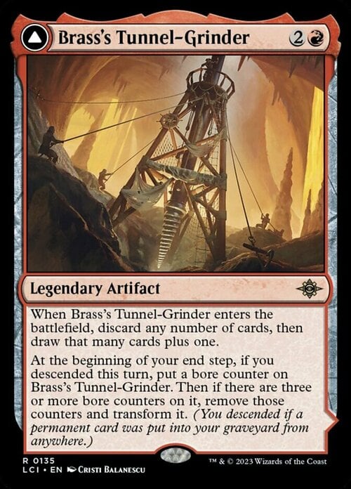 Brass's Tunnel-Grinder // Tecutlan, the Searing Rift Card Front