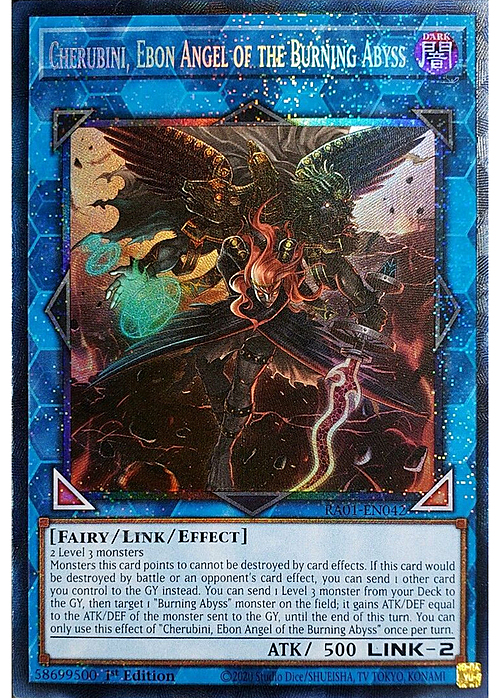 Cherubini, Ebon Angel of the Burning Abyss Card Front