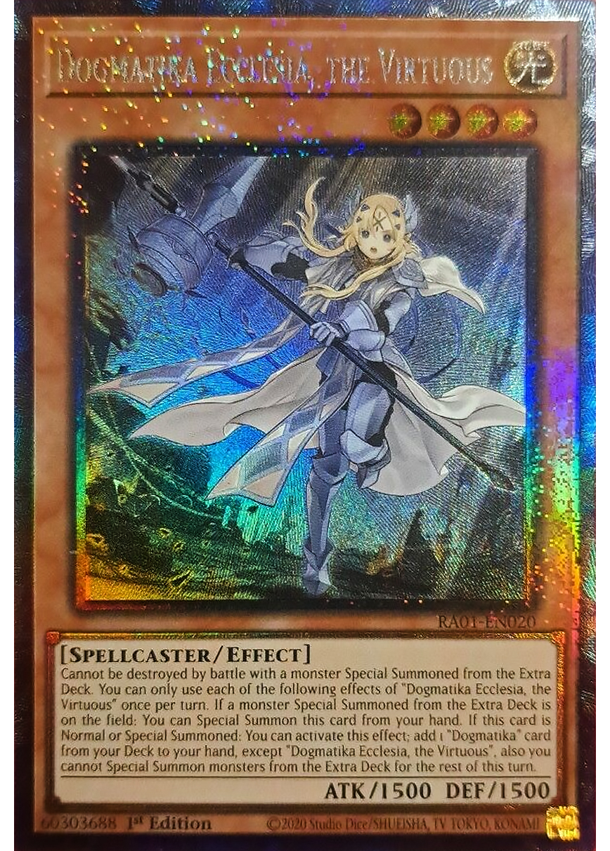 The Chronicles Deck The Fallen & The Virtuous Yugioh Yu-Gi-Oh! Card - Dogmatika  Ecclesia, The Virtuous **Secret Rare MP21-EN101 Yugioh Dogmatika Fleurdelis