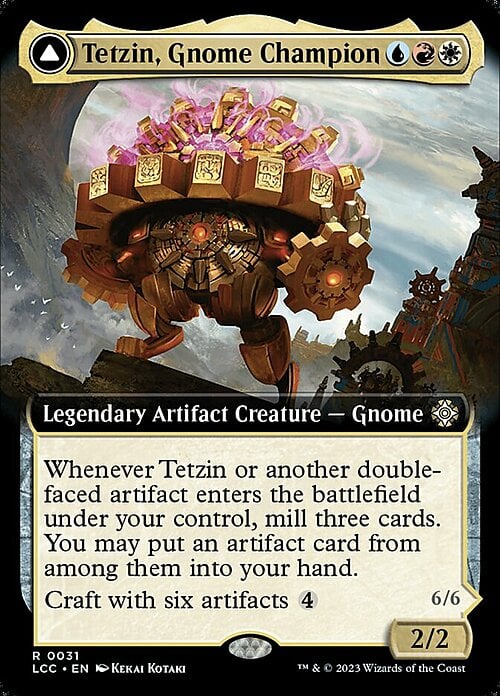 Tetzin, Gnome Champion // The Golden-Gear Colossus Card Front