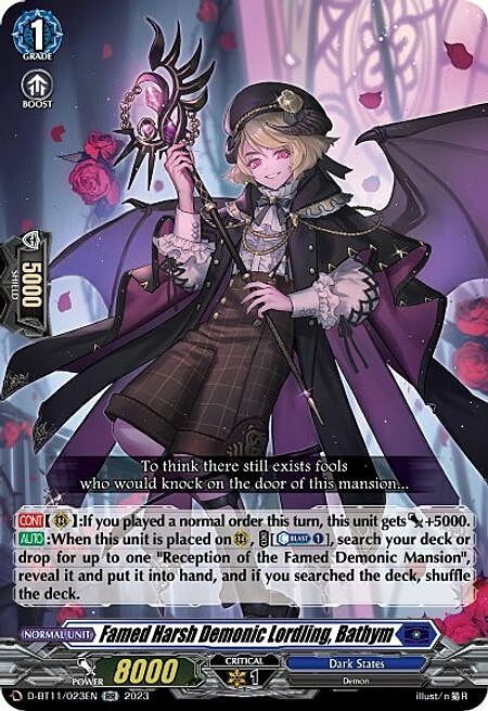 Famed Harsh Demonic Lordling, Bathym Card Front