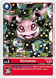 Koromon · Pre-Release Stamped BT14-001