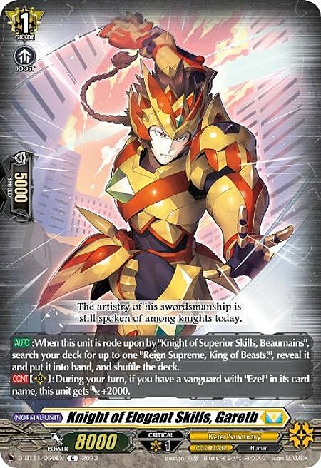Knight of Elegant Skills, Gareth Card Front
