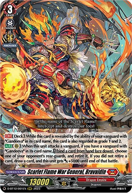 Scarlet Flame War General, Bravaldin Card Front