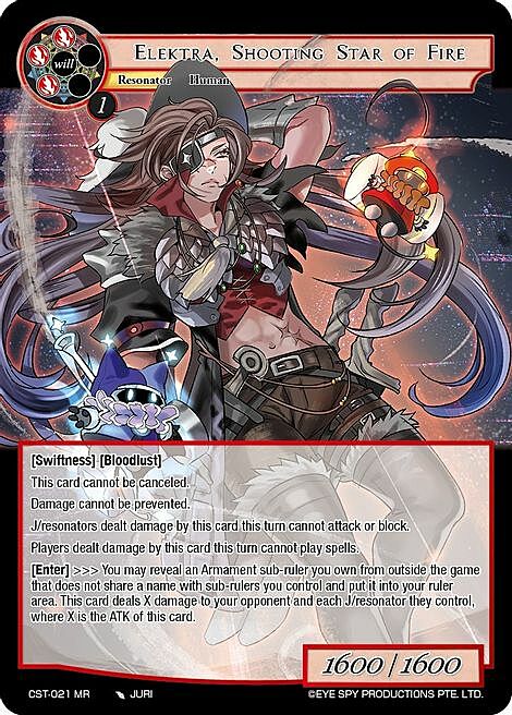 Elektra, Shooting Star of Fire Card Front