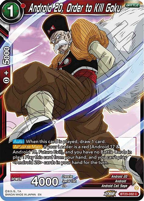 Android 20, Order to Kill Goku Card Front
