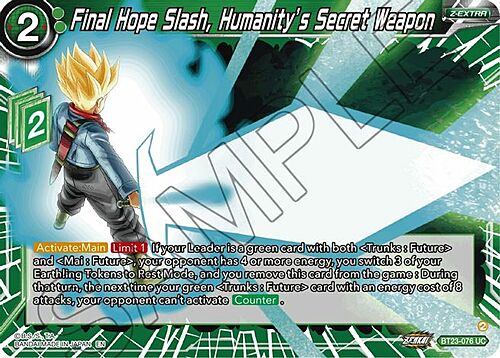 Final Hope Slash, Humanity's Secret Weapon Card Front