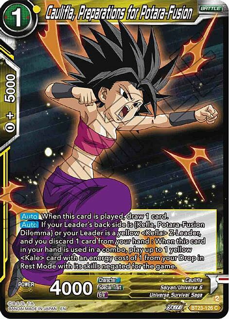 Caulifla, Preparations for Potara-Fusion Card Front
