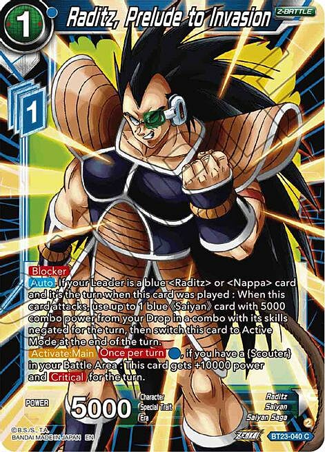 Raditz, Prelude to Invasion Card Front