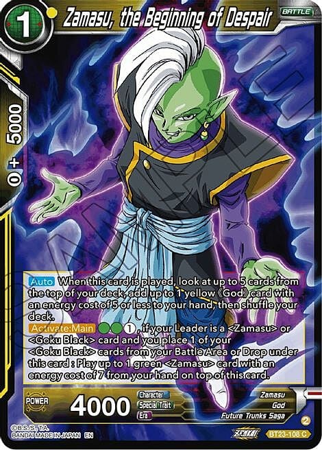 Zamasu, the Beginning of Despair Card Front