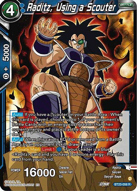 Raditz, Using a Scouter Card Front