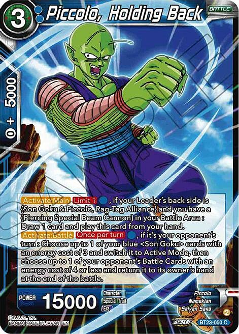Piccolo, Holding Back Card Front