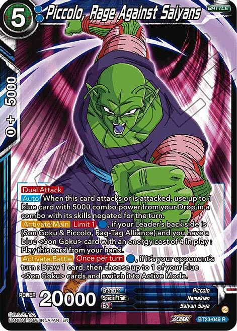 Piccolo, Rage Against Saiyans Card Front