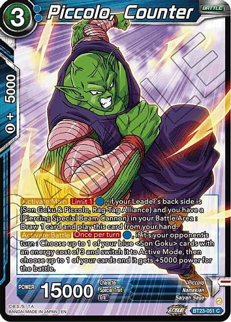 Piccolo, Counter Card Front