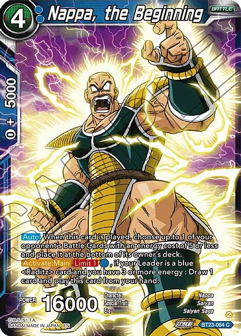 Nappa, the Beginning Card Front