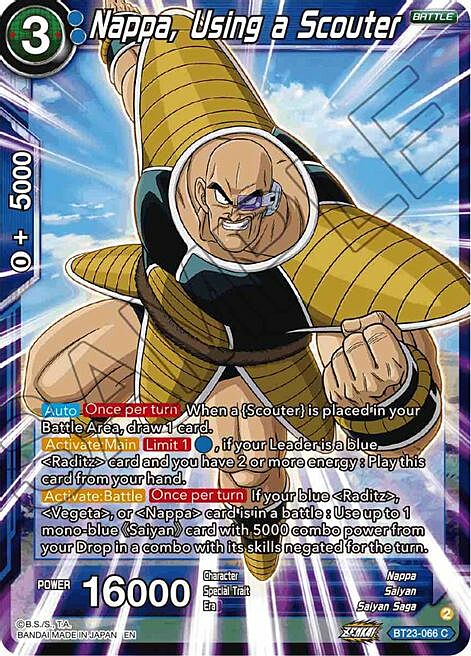 Nappa, Using a Scouter Card Front