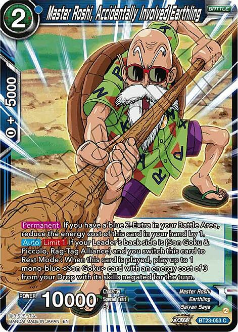Master Roshi, Accidentally Involved Earthling Card Front