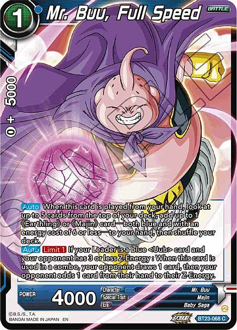 Mr. Buu, Full Speed Card Front