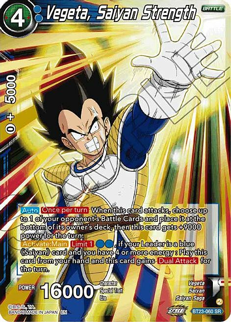 Vegeta, Saiyan Strength Card Front