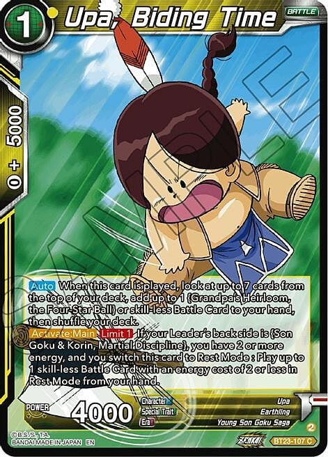 Upa, Biding Time Card Front