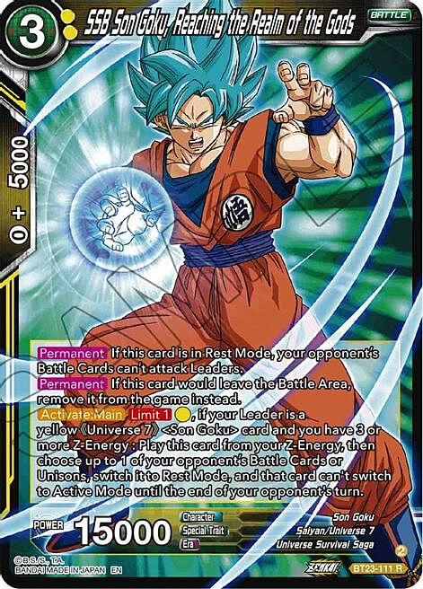 SSB Son Goku, Reaching the Realm of the Gods Card Front