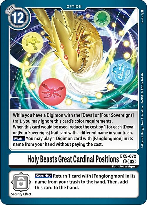 Holy Beasts Great Cardinal Positions Card Front