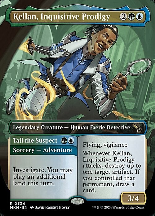 Kellan, Inquisitive Prodigy // Tail the Suspect Card Front