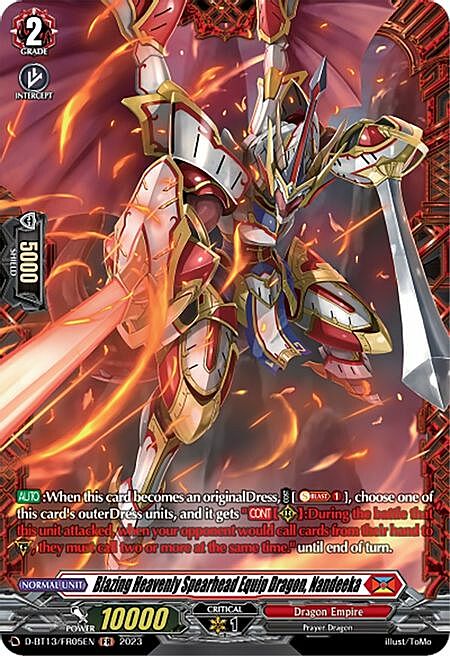 Blazing Heavenly Spearhead Equip Dragon, Nandeeka Card Front