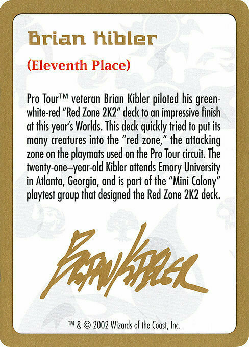 Brian Kibler Bio Card Front