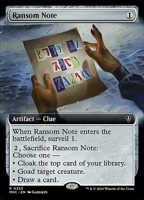 Ransom Note Card Front