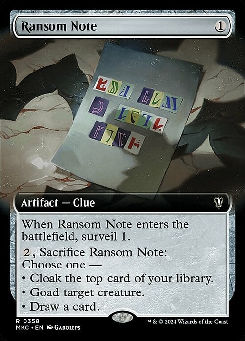 Ransom Note Card Front