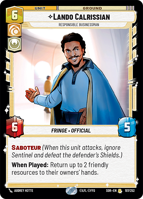 Lando Calrissian, Uomo D'Affari Responsabile Card Front