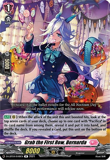 Grab the First Row, Bernarda Card Front