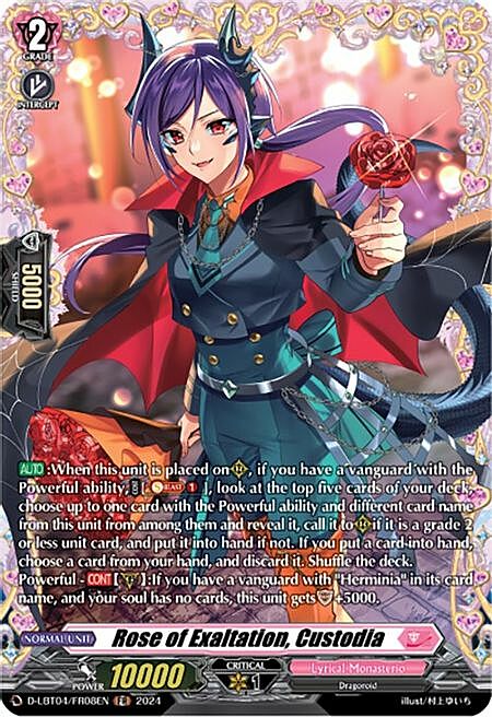 Rose of Exaltation, Custodia Card Front