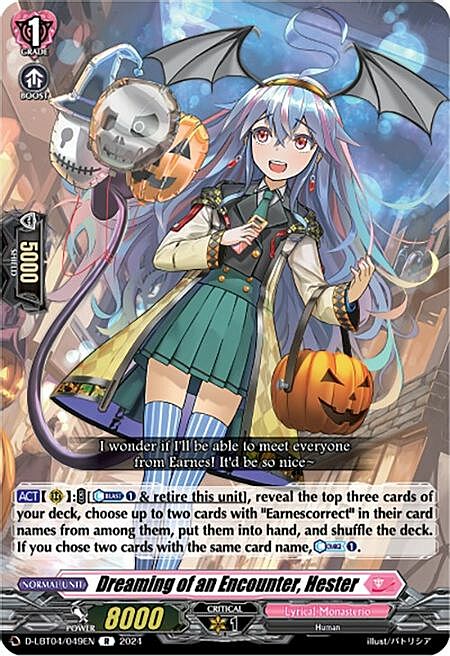 Dreaming of an Encounter, Hester Card Front