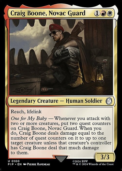 Craig Boone, Novac Guard Card Front