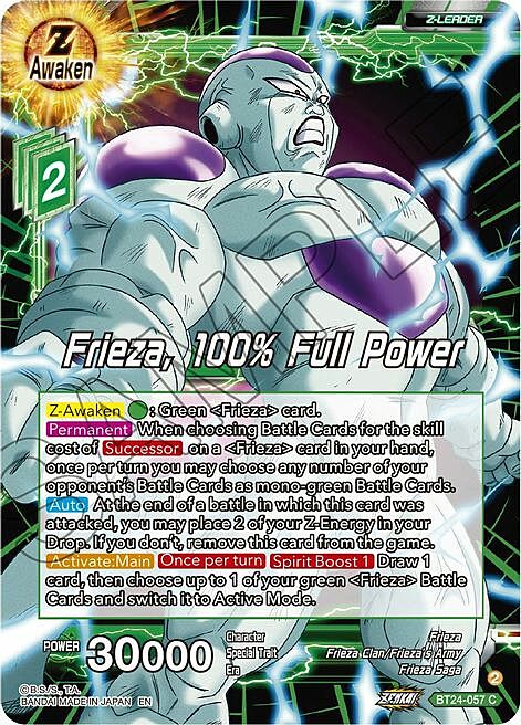 Frieza, 100% Full Power Card Front