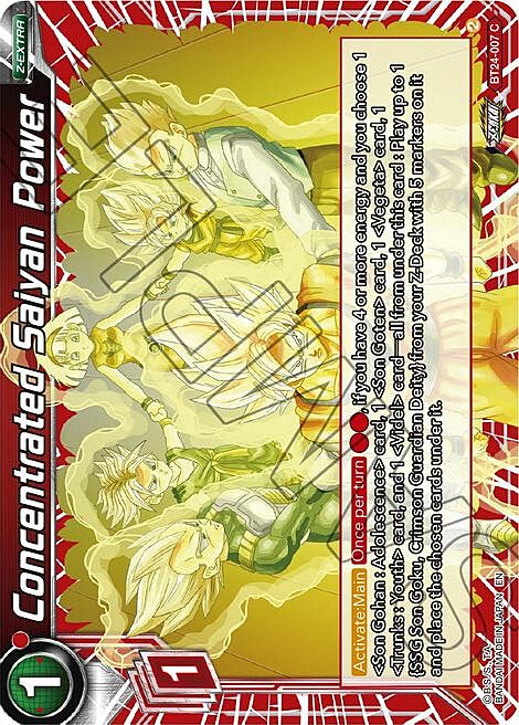 Concentrated Saiyan Power Card Front