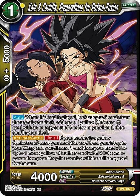 Kale & Caulifla, Preparations for Potara-Fusion Card Front