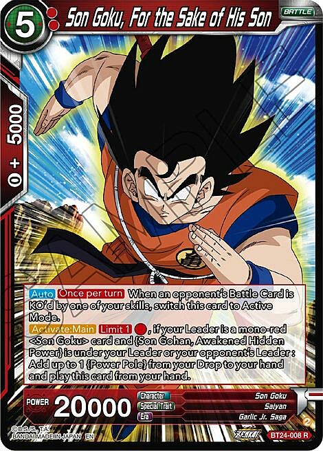 Son Goku, For the Sake of His Son Card Front